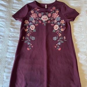 Maroon Dress with floral detailing